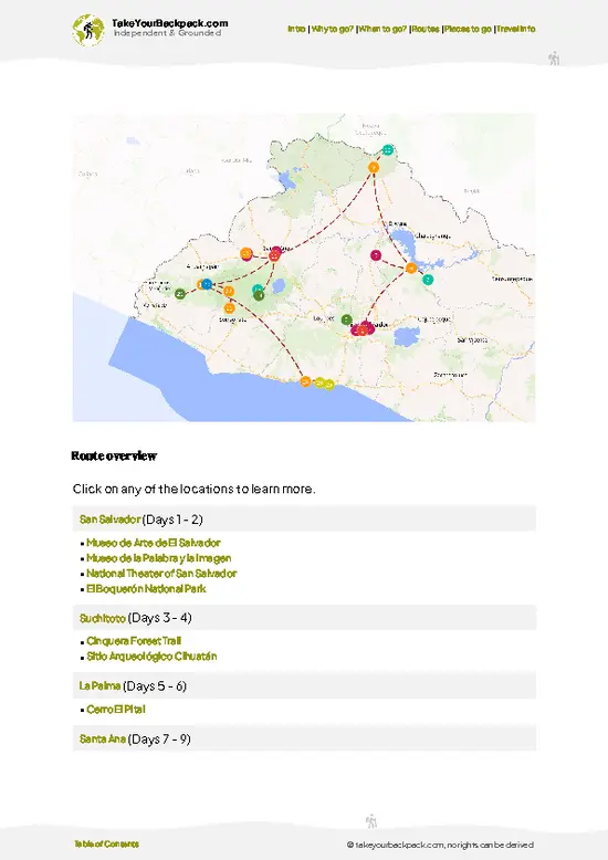 example page 4 from our offline Travel Guide for El Salvador